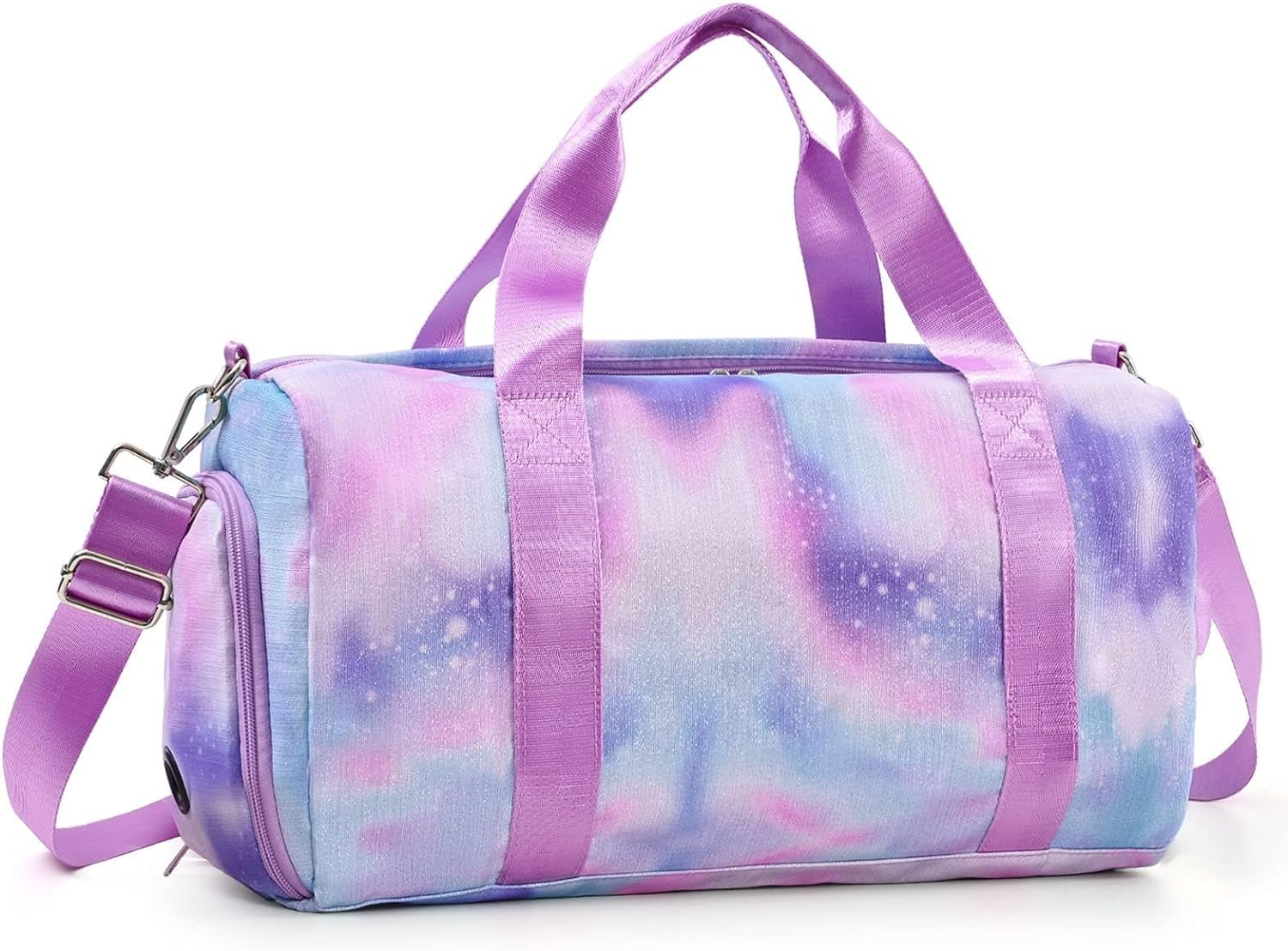 Children's Sports Bag Travel Bag with Shoe Compartment & Wet Compartment Swimming Bag, Children's Girls Travel Bag for Gymnastics Swimming Cute Colourful Dance Bag Rainbow Pattern Sports Bag, purple