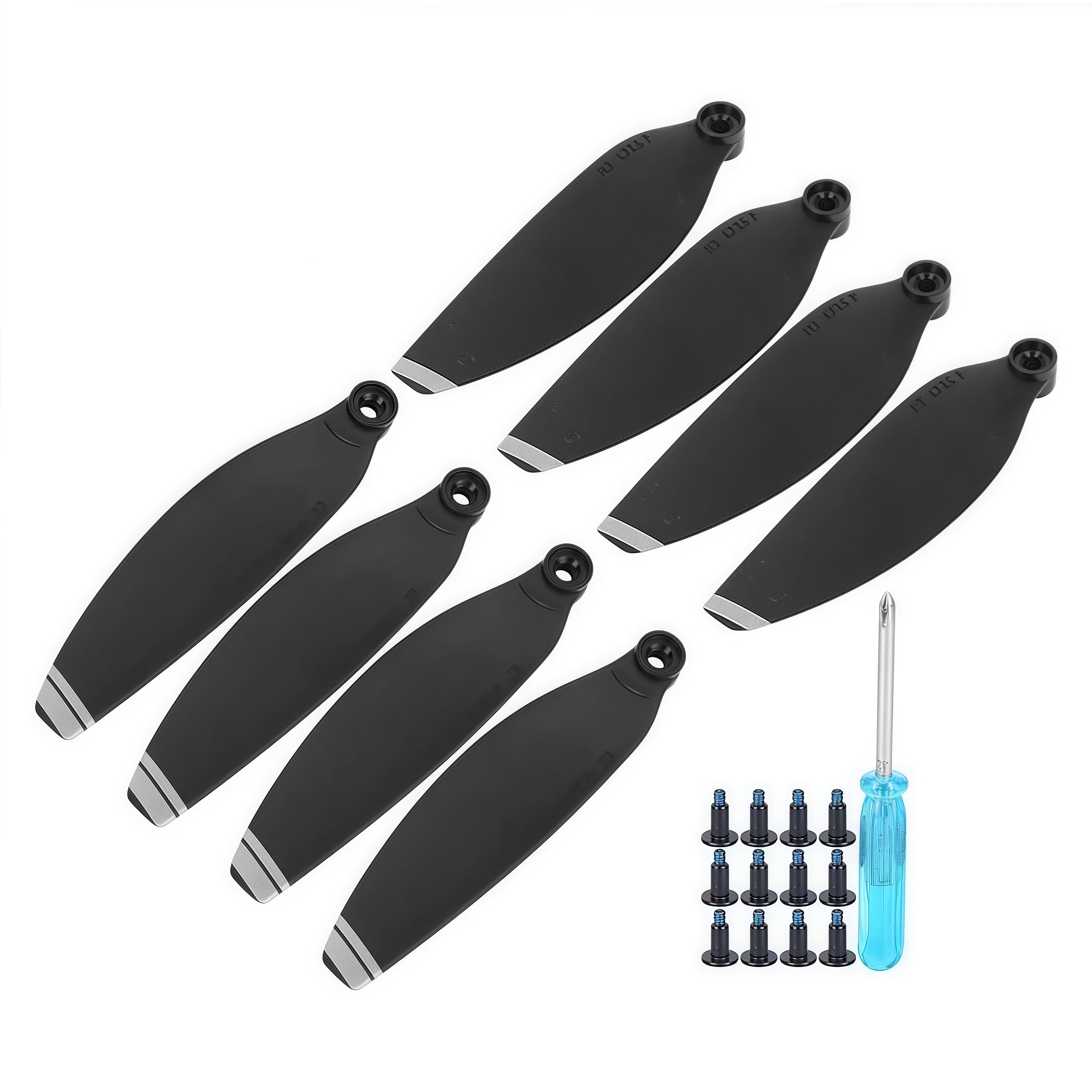 8PCS Plastic Drone Blade, Plastic Light Weight Propellers Wing Blade RC Drone Accessories Compatible for Mini(Black with silver edge)