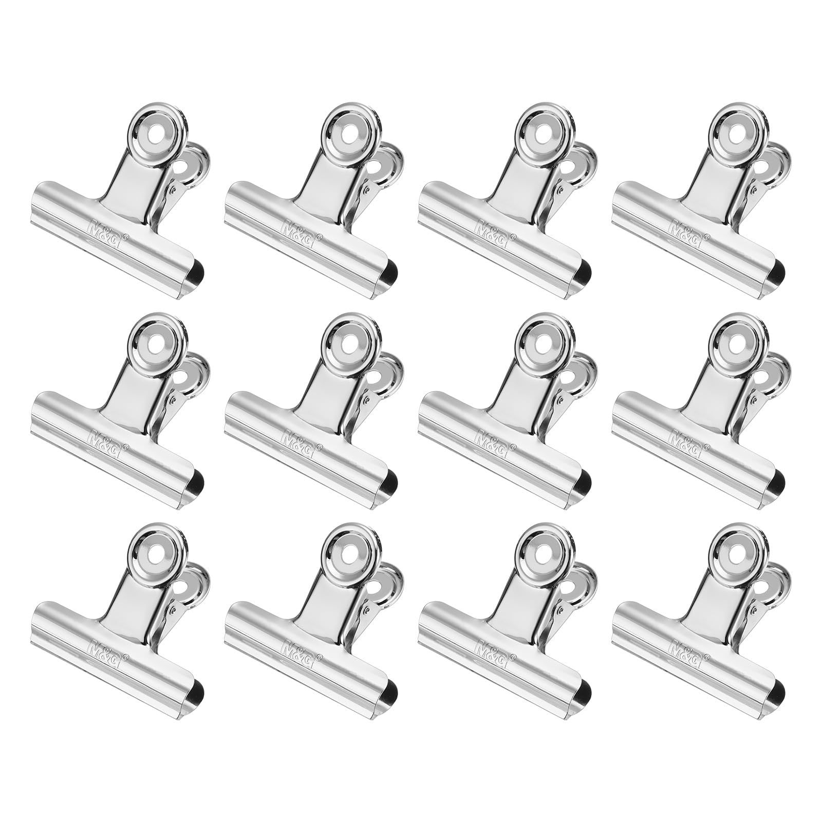 M&G 12Pack Binder Clips, 76mm Stainless Steel Small Hinge Paper Clip Metal Hinge Clamps for DIY Crafts, Paintings, Drawings, Photos Home Office Supplies