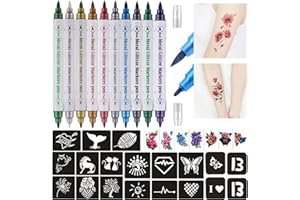 Betytattoo Temporary Tattoo Markers 10 Body Markers, Butterfly Temporary Tattoos for Women Girls Kids, Fake Colorful Butterflies Tattoo Waterproof for Face Body Arm Birthday Party (BETY3)