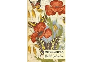 Pocket Calendar 2024-2025: Two-Year Monthly Planner for Purse | 24 Months from January 2024 to December 2025 | Vintage Butterfly Cover.