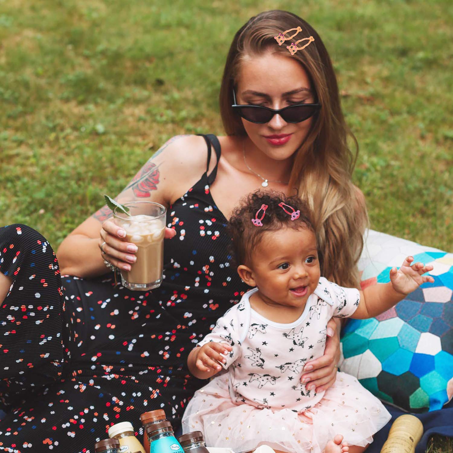 Lovely Hair Clips, Fascigirl 90PCS Animal Pattern Print Candy Color Heart Shape Star Shape Metal Snap No-slip Hair Barrettes Clips for Girls Toddlers Kids Women