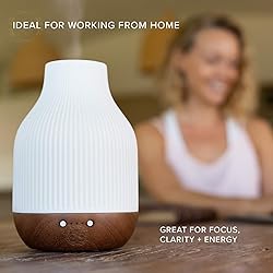 Essential Oil Diffuser Lamp, White Ceramic + Brown