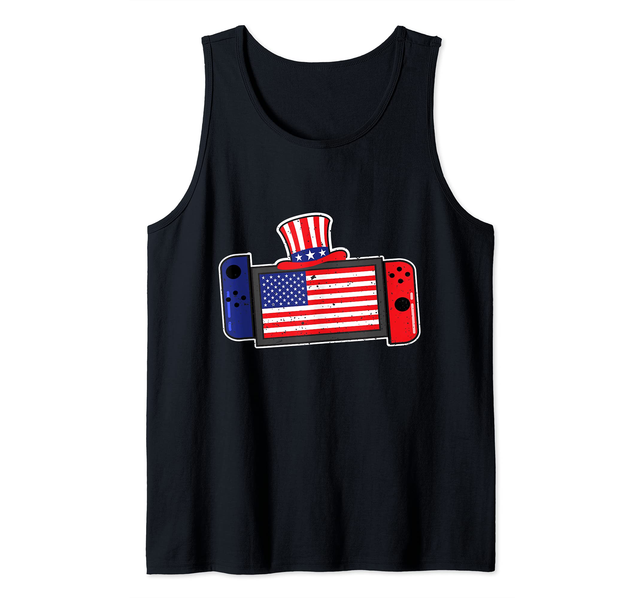 Funny Video Game 4th of July Gamer Kids American Flag Tank Top