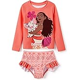 Disney Mickey and Friends Girl Two Piece Long Sleeve Swimsuit Rashguard Bathing Suit
