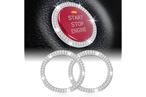 2 PCS Crystal Car Engine Start Stop Decoration Ring, Double Rhinestone Bling Car Interior Accessories Decoration (White)