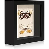 CCDCC 5x5 Small Shadow Box Picture Frame Display Case with Soft Linen Back, Black Wooden Memory Shadow Box Frame with Tempered Glass Cover for Wall or Tabletop Display