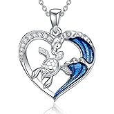 Zorlioy Lab Grown Diamond Turtle Necklace for Women in Sterling Silver