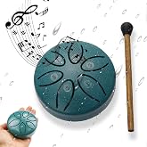 Steel Tongue Drum - 3 Inch 6 Notes Rain Drum for Garden, Waterproof Outdoor Drum for Symphony (Dark Green)