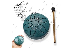 YUNEEHA Steel Tongue Drum- 3 Inch 6 Notes Rain Drum for Garden, Waterproof Rain Drum for Outside When It Rains, Mini Hand Yard Rhythm Rain Drum for Outdoor Garden Symphony (Dark Green)