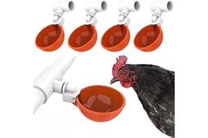 Lil'Clucker Large Automatic Chicken Waterer Cups with 1/2" PVC Tee Fittings - Chicken Water Cups, Chicken Water Feeder, for Chicks, Duck, Goose, Turkey - Poultry Waterer Feeder Kit (Orange, 5-Pack)