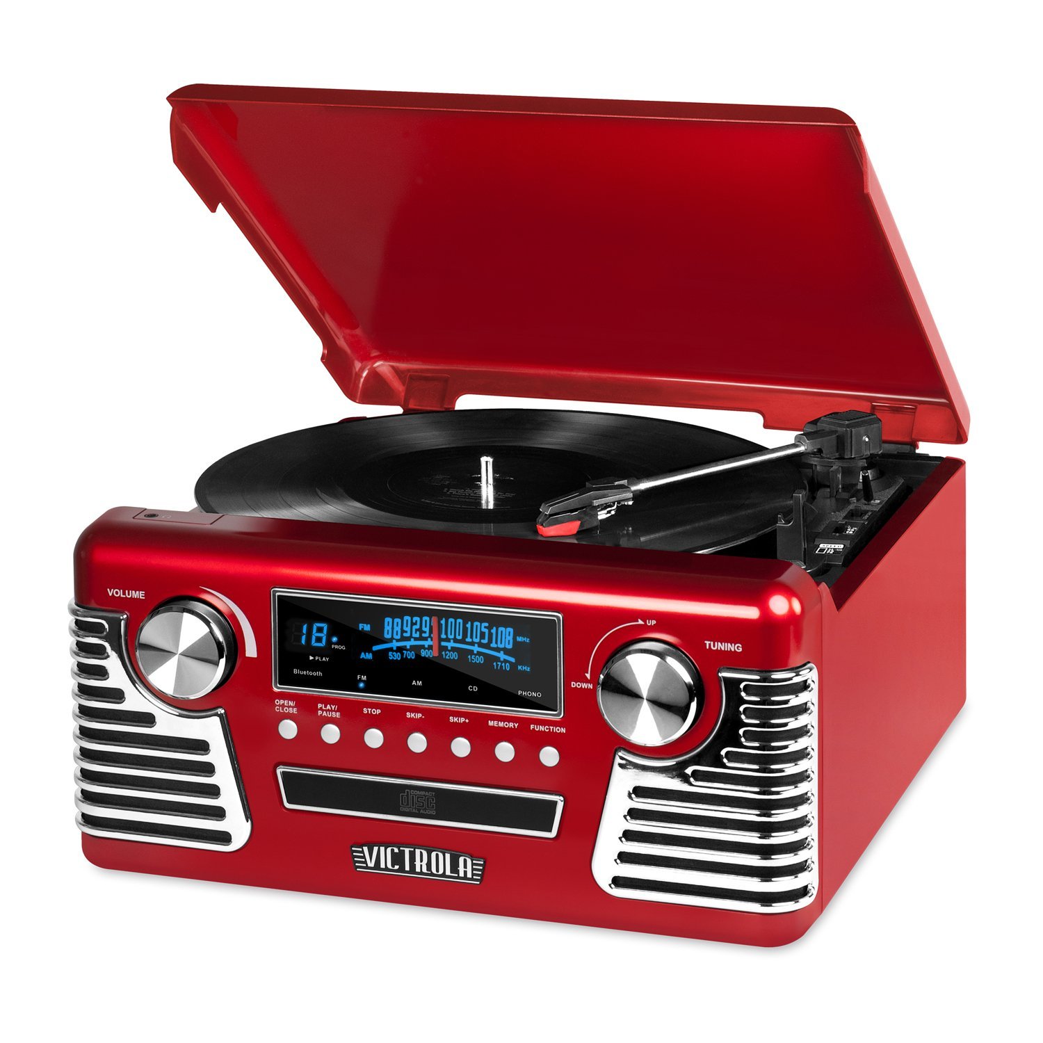 Victrola 50's Retro 3Speed Bluetooth Turntable with Stereo, CD Player