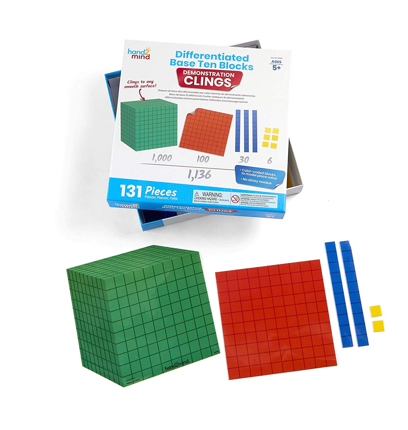 hand2mind Differentiated Base Ten Blocks Demonstration Clings (Ages 5 ...