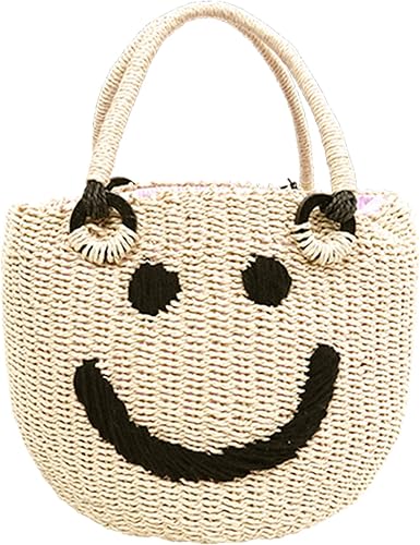 Amazon 神戸レタス スマイル刺繍 ペーパー カゴバッグ ニコちゃん レディース B964 ワンサイズ アイボリー Kobe Lettuce コウベレタス カゴバッグ