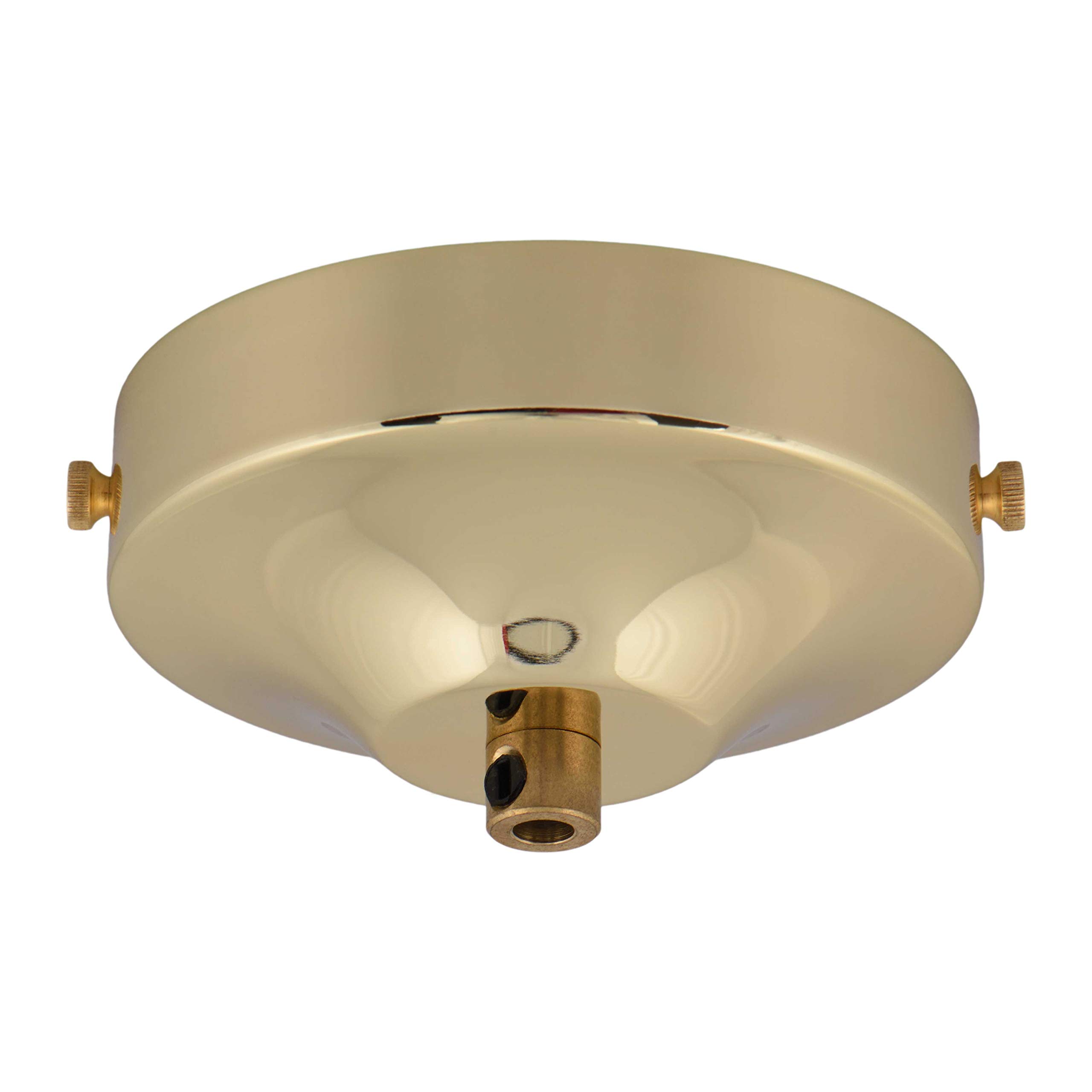 ElekTek 100mm Diameter Curved Ceiling Rose with Strap Bracket and Cord Grip Ideal for Pendant Vintage Filament Bulbs Brass