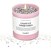 Light Up Good Vibes Candle, Scented Soy Candle with 60+ Hours Burn Time, Vegan-Friendly Pink Candle for Any Occasion, Candles for Women & Men - Candier