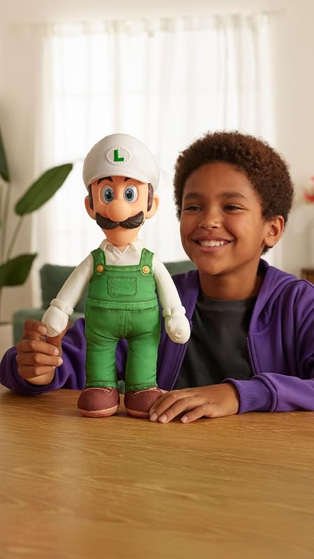Super Mario Il peluche snodabile Fire Luigi da 15" / 38 cm di The Galaxy Movie, con licenza ufficiale, peluche con testa girevole scolpita, peluche da collezione Nintendo, dai 3 anni in su — foto 2 di 8