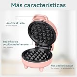 SNAILAR Mini Waffle Maker 550W Pink | Nonstick, Cool Touch, Ready Light view 4