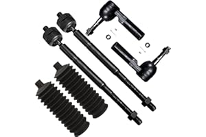 SCITOO 6pcs 2WD Front Suspension Kit Inner Tie Rod End Outer Tie Rod End Steering Rack Boot Fit 2005-2015 For Toyota For Tacoma