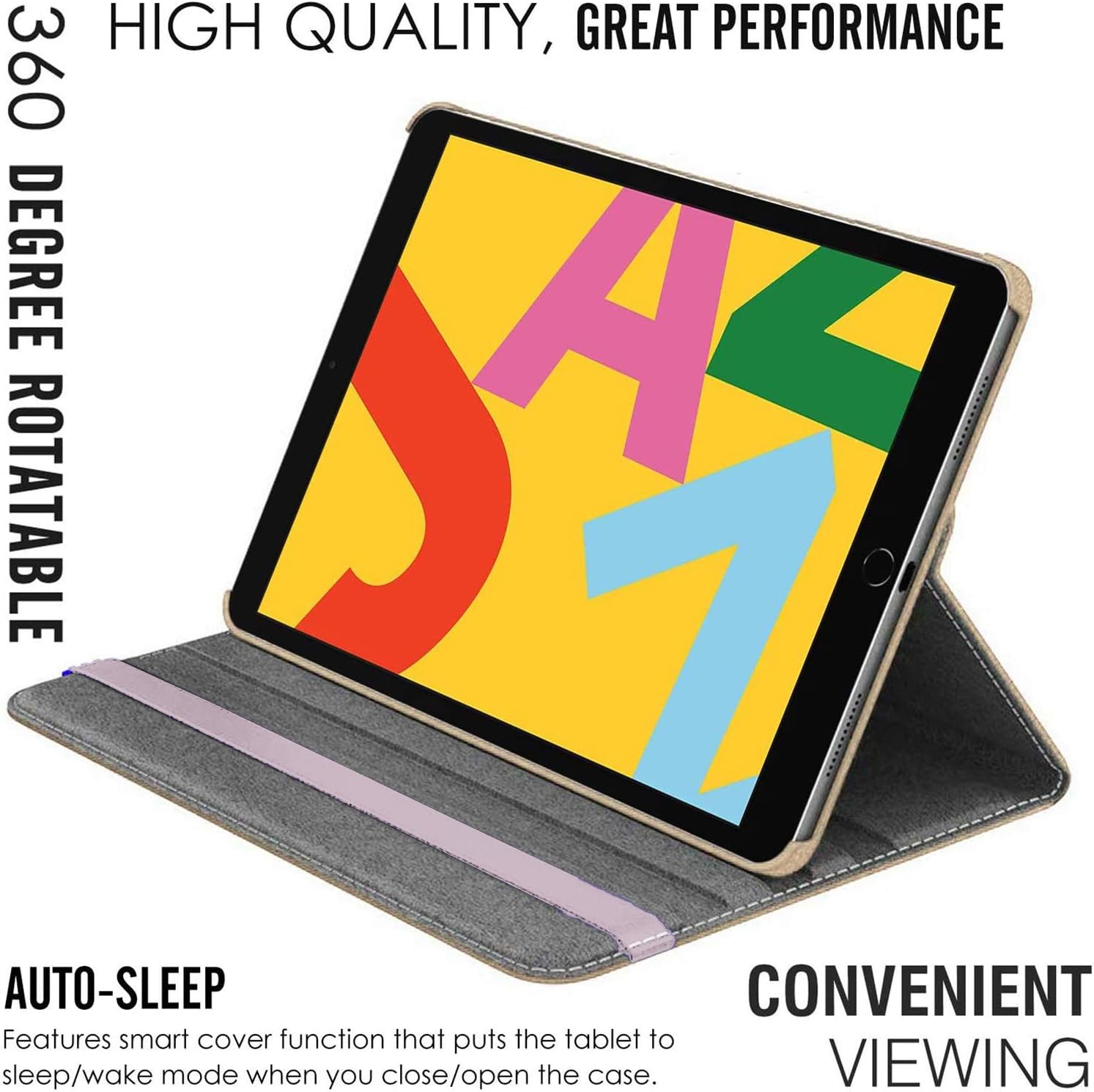 GADGET ARMOUR Apple iPad 10.2 Inch Case 7th/ 8th Generation 2019/2020 iPad 7/ iPad 8, Rotating Smart Cover For iPad 10.2 7th Gen, 8th Gen 2019/20 with Auto Wake and Sleep (GOLD) - Image 4