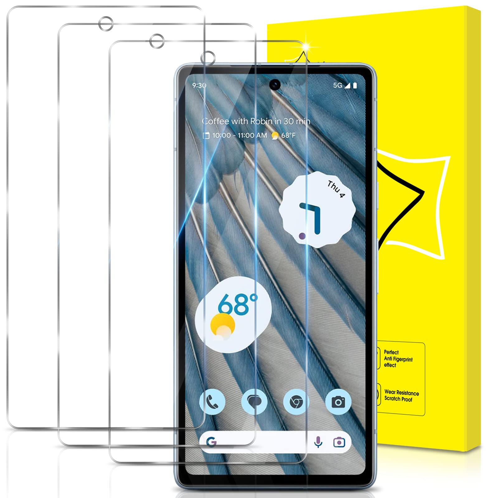 GiiYoon-3 PACK Screen Protector for Google Pixel 7A Tempered Glass [HD Full Coverage] [Easy Installation] [Round Edge] [Scratch Resistant] [9H Hardness] Protective Film