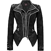 Olivia Miller Women's Fashion Faux Leather Biker Jacket Rivet Lapel Shaping Moto Outerwear