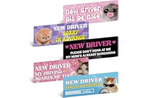 YOPPIX 5Pcs New Driver Magnet for Car, Funny Student Driver Magnet Car Stickers for Beginners, Reusable Safety Rookie Attention Sign for Students and Novices as Auxiliary Equipment
