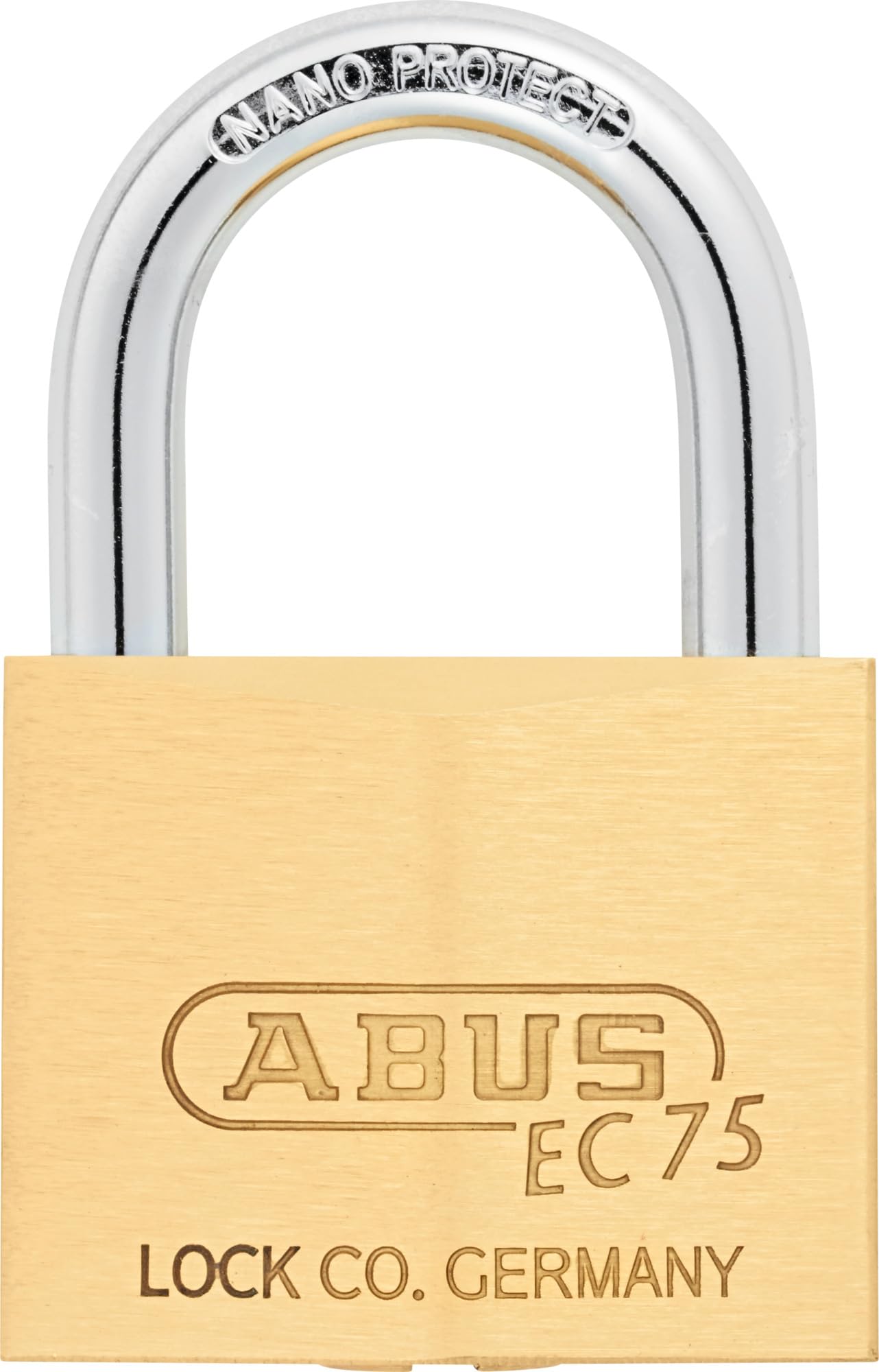 ABUS Brass Padlock EC75/50 with Reversible Key Technology, Ideal for School, Gym, Outdoor, Lock Body Width 50 mm, Brass
