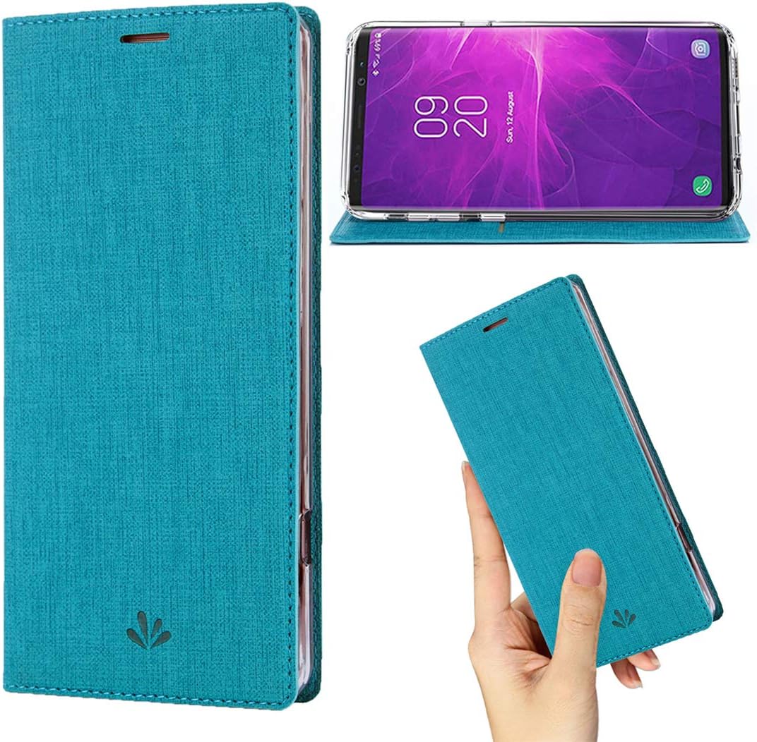weier Flip Case for Samsung Galaxy Note 9,Premium Thin Case Wallet with Card Holder Stand Design Clear TPU Bumper Full Body Protective Leather phone Cover for Galaxy Note 9 (Blue)