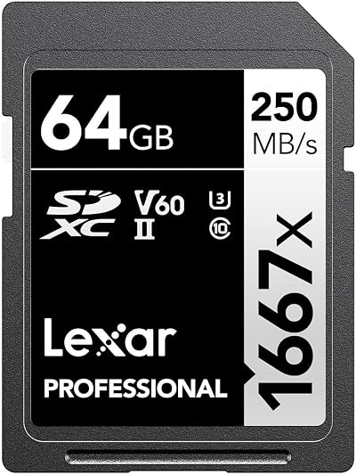 Lexar 64GB 1667x SDXC UHS-II U3 V60 Memory Card 4K Video 250MB/s Read