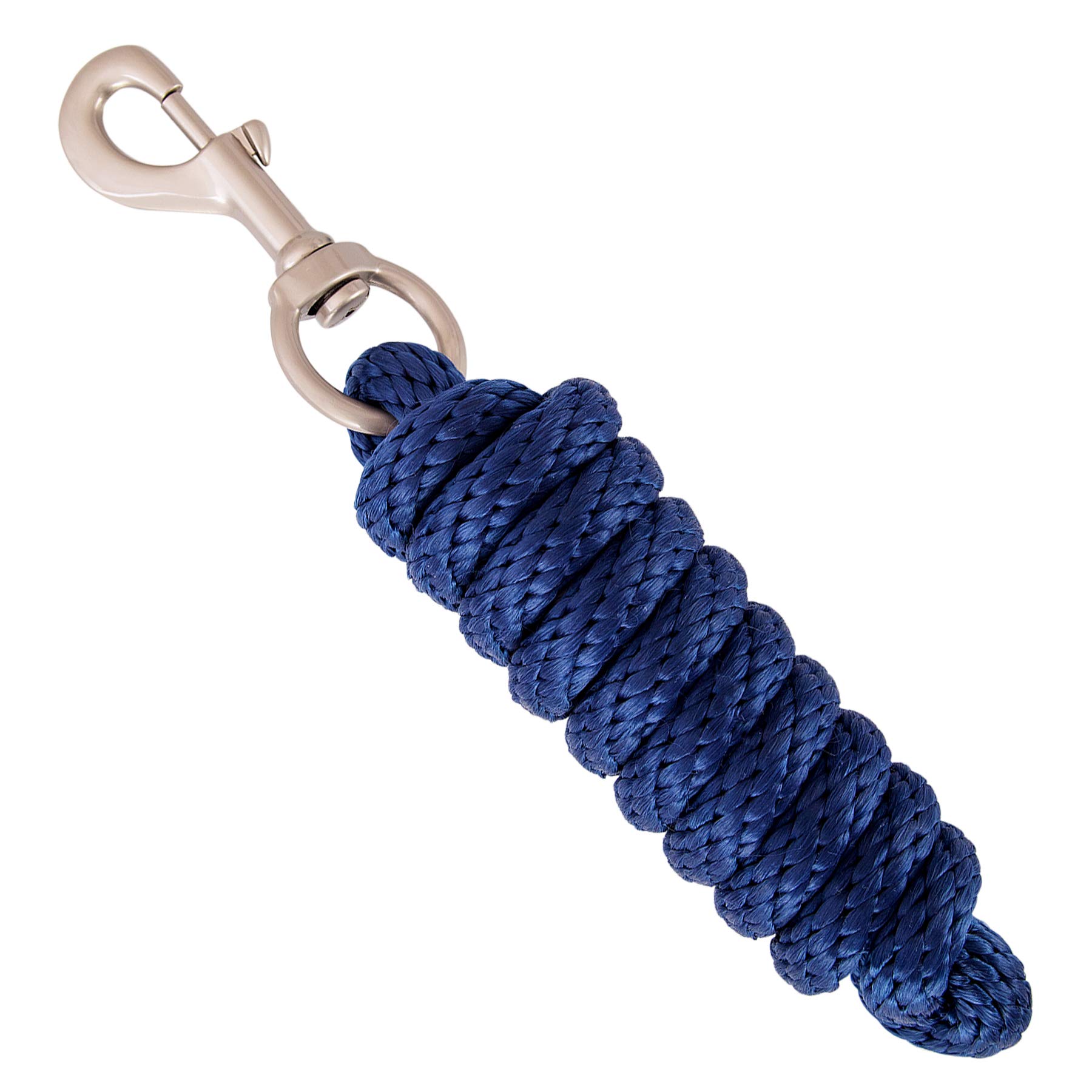 Merauno Lead rope, 200 cm, Blue for Horse - Double Braided Polypropylene, Nickel-plated Steel Carabiner Hook