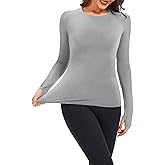 Tfovorlein Womens Long Sleeve Thermal Tops Ladies Fleece Lined Baselayer Undershirt for Winter Cold Weather with Thumb Holes