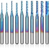 SainSmart Genmitsu 10Pcs Nano Blue Coat End Mill CNC Router Bits, 0.8-3mm, 1/8" Shank