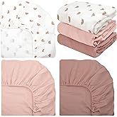 Newwiee 3 Pcs Muslin Crib Sheets for Girls and Boys 24'' x 38'' Cotton Soft Fitted Baby Bed Sheets for Crib Mattress(Classic)