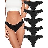 KNITLORD Super Soft Women's Thongs Lace Underwear Breathable Viscose Panties Sexy No Show Undies 5 Pack