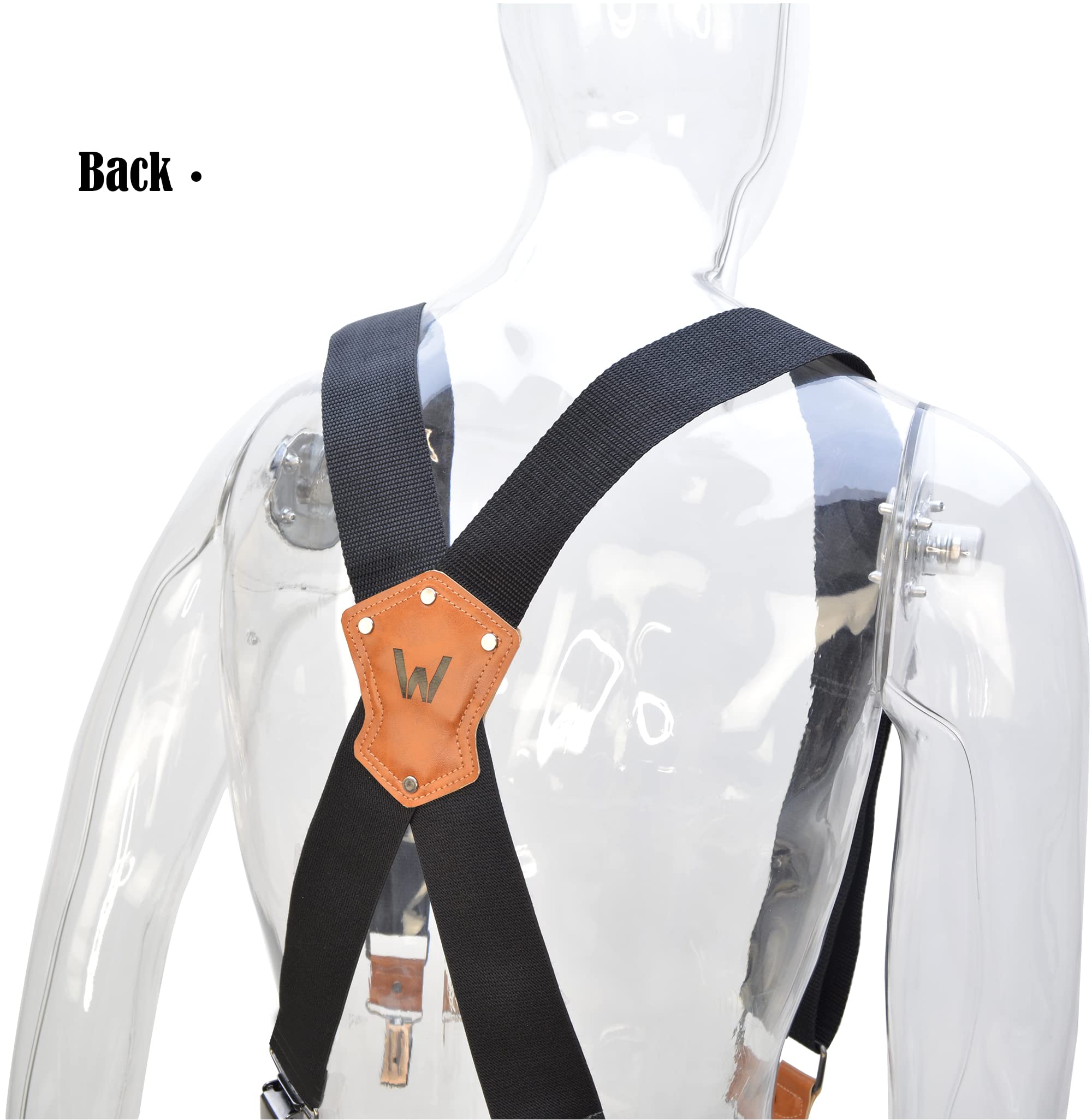 WELKINLAND 2Inch Suspenders for men heavy duty, Men's suspenders, Big Black suspenders for men, Black suspender man for jeans, Heavy Duty Work suspender for man