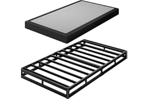 Awesofurni Twin Box Spring, 5 Inch Low Profile Twin Box Spring Only Bed Base, Heavy Duty Metal Frame Mattress Foundation with Fabric Cover, Easy Assembly-Noise Free