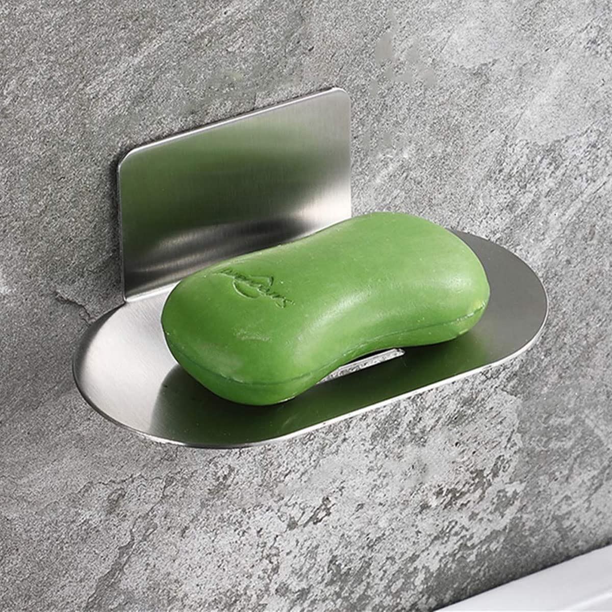 Melairy Soap Dish Stainless Steel Soap Tray Self-Adhesive Brush Finish Without Drilling