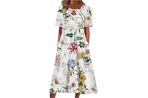 ZEFOTIM Summer Dresses for Women 2024 Long Sleeve Floral V Neck Maxi Dress Casual Fashion Beach Dresses