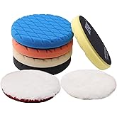 Buffing Polishing Pads, ZFE 7Pcs 6"(150mm) Waffle Foam Buffing Pads Polishing Pads Wool Pad Kit for 6Inch Backing Plate RO/DA/GA Car Polisher Boat Compounding, Polishing and Waxing