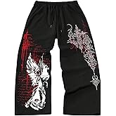 SHENHE Men's Graphic Cross Print Flare Sweatpants Drawstring Gothic Y2k Casual Pants