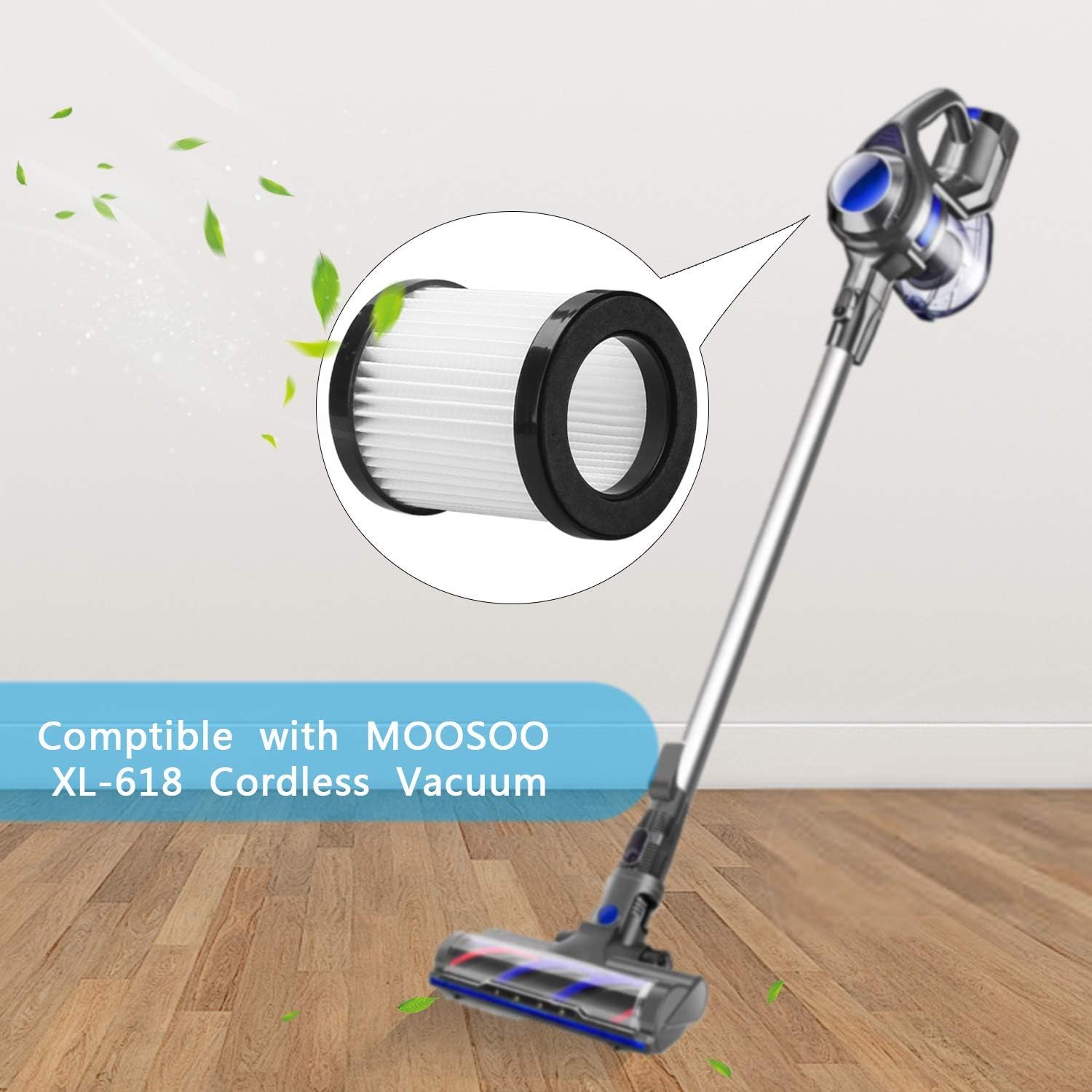UOUOLONUN 6 Pack Replacement HEPA Filters Compatible for MOOSOO XL-618A Cordless Vacuum: Appliances