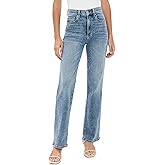 LE JEAN Women's 90s Straight Ankle Mid Rise Jeans