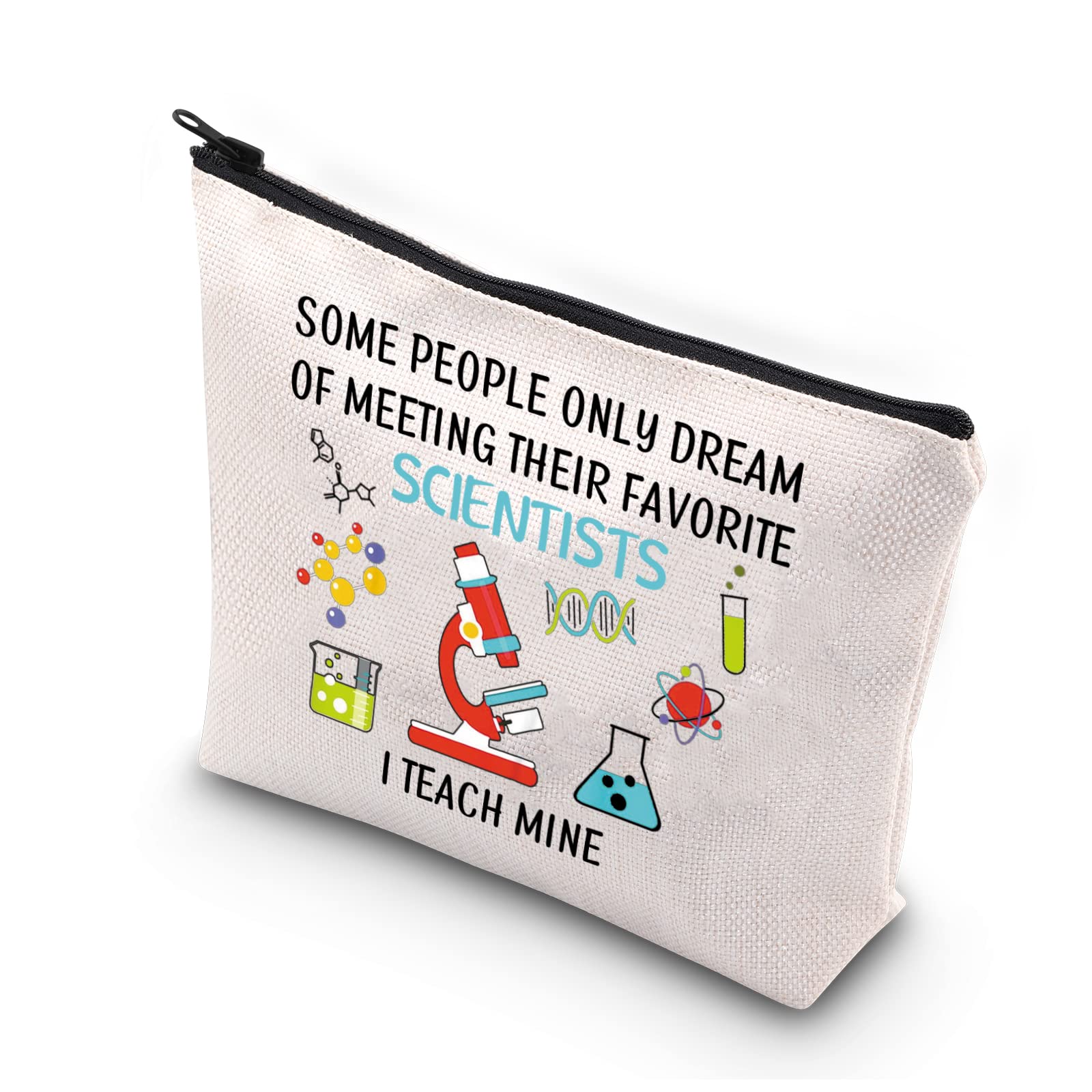 PLITI Science Teacher Makeup Bag Biology Chemistry Gift Science Lover Gift Scientists Graduation Gift for Science Teacher(teach scientistU)