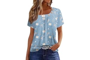 FQZWONG Summer Outfits for Women Ladies Tops and Blouses Casual Short Sleeve Shirts Loose Crew Neck Tshirts Button Down Tees
