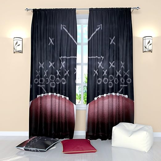 Amazon Com Football Curtains For Boys Sports Theme Curtain Window