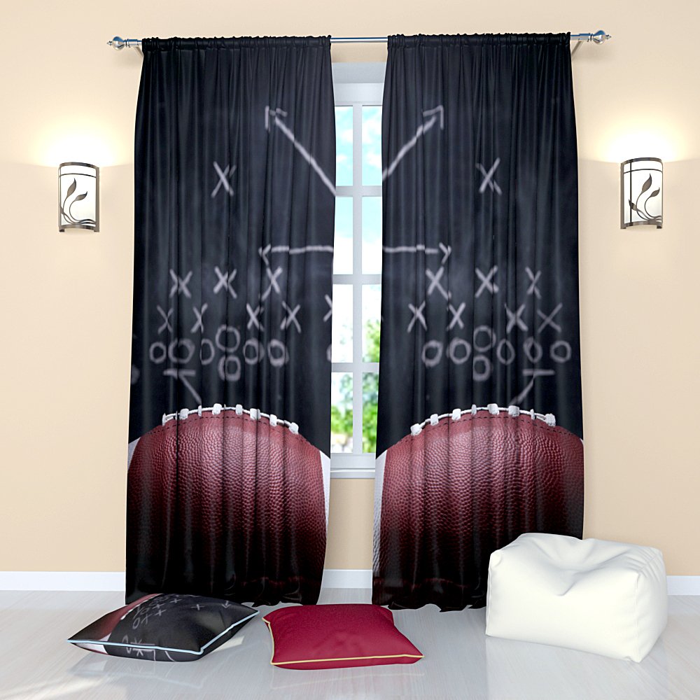 Football Curtains for boys Sports Theme Curtain Window
