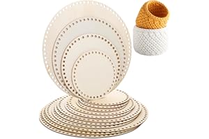 Fanfanwin 12 Pcs Wooden Basket Bottom Moses Crochet Basket Round Base Unfinished Wood Knitting Base for DIY Craft Weaving Making Supplies Home Decoration(6/8/10/12 Inches)