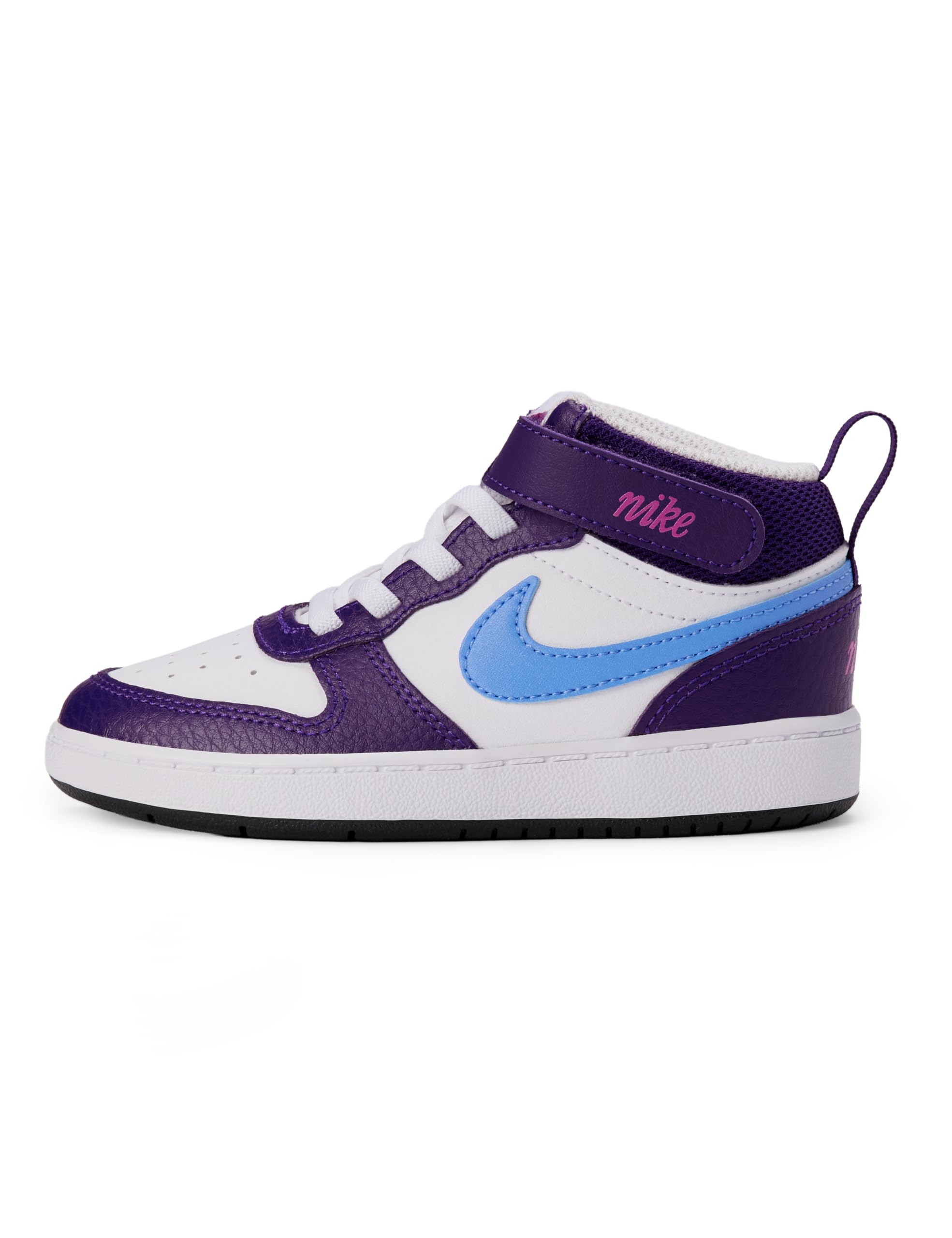 Nike Baby/Toddler Court Borough Mid 2 Shoes, White/Royal Pulse-Eggplant, 4C Image