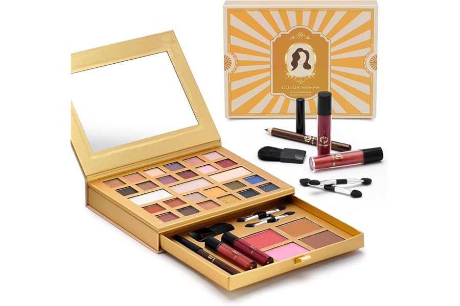 Color Nymph All-in-One Makeup Kit – Perfect Set for Women, Teens, and Beginners! Travel-Friendly Palette with 24 Eyeshadows, Lip Glosses, Brushes, and Mirror – Your Ultimate Makeup Solution!
